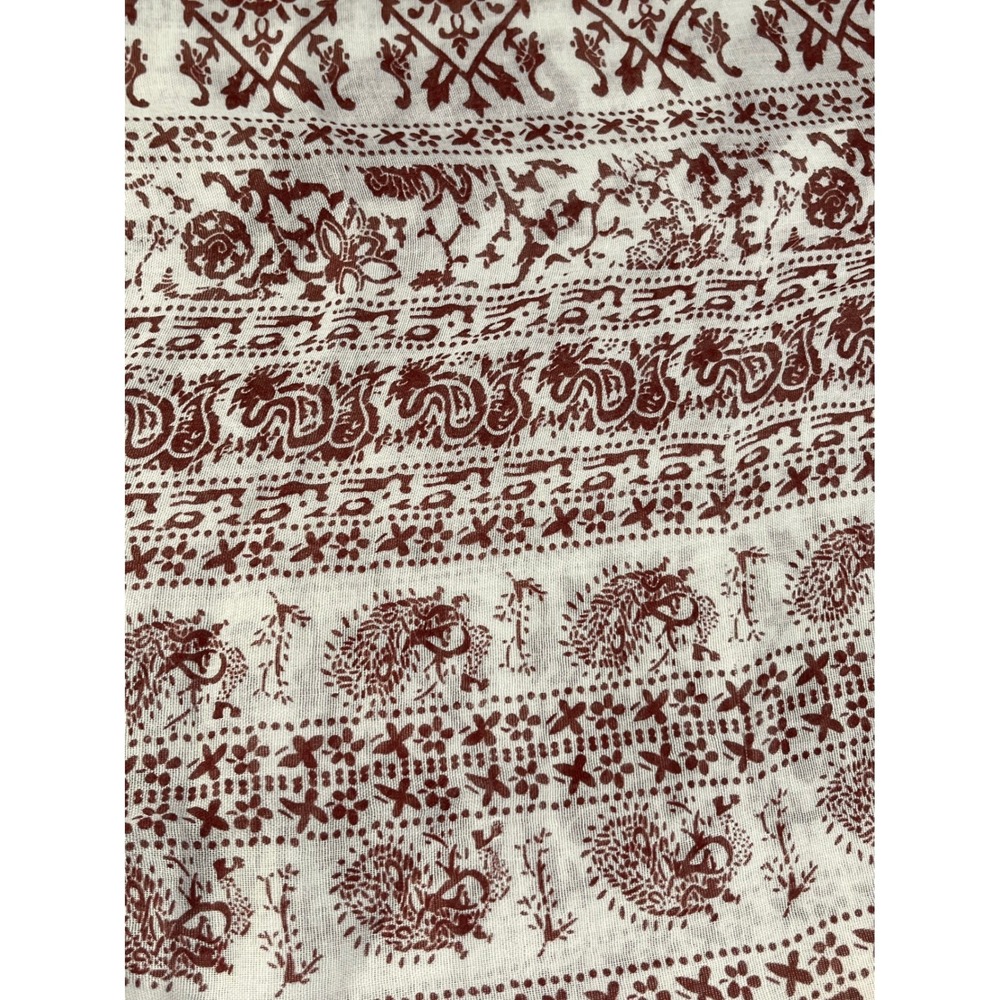 Boho Elephant Infinity Scarf Burgundy Ivory Lightweight Gauze Loop Scarf - Picture 7 of 9